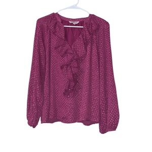 Nanette lepore V neck ruffle top size M